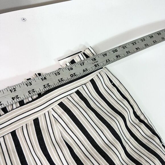 Express Paperbag Dress Pants Womens 16R Tan Stripe Ankle High Rise New Preppy - Picture 3 of 12